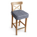 Dekoria Sedák na židli IKEA Ingolf - barová, tmavě modrá - bílá střední kostka, barová židle Ing