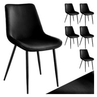 TecTake Sada 6 ks židlí Monroe v sametovém vzhledu - černá