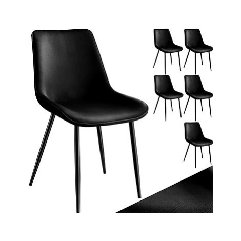 TecTake Sada 6 ks židlí Monroe v sametovém vzhledu - černá