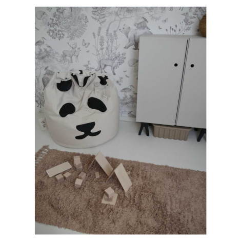 Dětský sedací vak Bini Panda Original Design vaku: Panda + černé hvězdy s černým úchytem