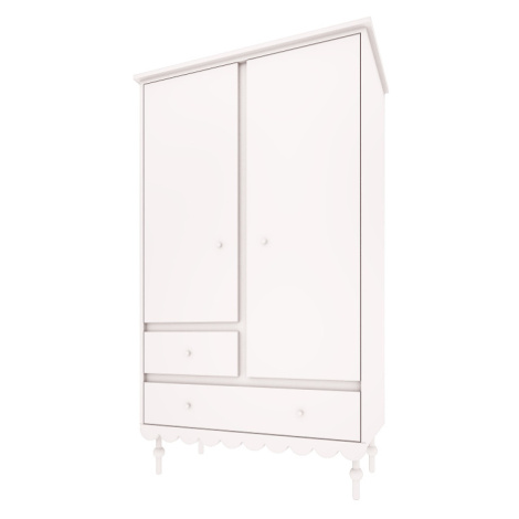 Dětská šatní skříň se šuplíky, šatní tyčí a policemi BABUSHKA bílá