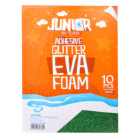 JUNIOR-ST - Dekorační pěna A4 EVA 10 ks zelená samolepicí glitter 2,0 mm