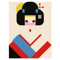 Ilustrace Geisha Girl Geometric Illustration, Retrodrome, 30 × 40 cm