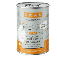 Výhodné balení GRAU Krmivo pro psy 12 × 400 g - drůbeží s pastinákem a brokolicí