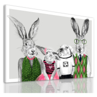 Obraz na plátně HIPSTER RABBIT FAMILY E různé rozměry Ludesign ludesign obrazy: 100x70 cm