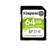 Kingston SDXC karta 64GB SecureDigital Canvas Select Plus (SDXC) 100R Class 10 UHS-I