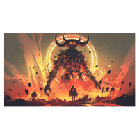 Ilustrace the boss fight with lava demon, Grandfailure, 40x22.5 cm