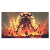 Ilustrace the boss fight with lava demon, Grandfailure, 40 × 22.2 cm