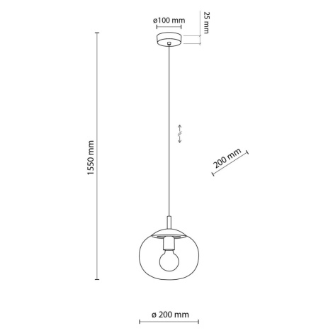 TK Lighting Závěsné svítidlo Vibe, hnědé průhledné sklo, Ø 20 cm