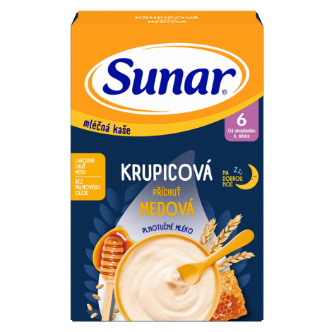 Sunar mléčná krupicová kaše na dobrou noc medová 210g