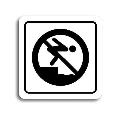 Accept Piktogram "zákaz skákání do vody" (80 × 80 mm) (bílá tabulka - černý tisk)