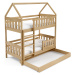 Eka Dětská dřevěná patrová postel ve tvaru domečku CLAUDIE, 160 x 80 cm Bílá