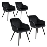 4× Židle Marilyn sametový vzhled černá, černá