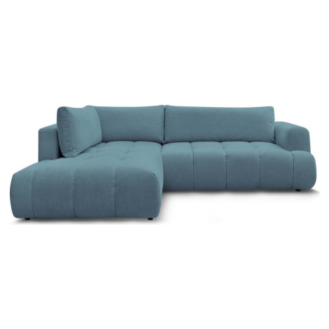 Modrá rozkládací/s úložným prostorem rohová pohovka (levý roh/do L) Fuji – Bobochic Paris