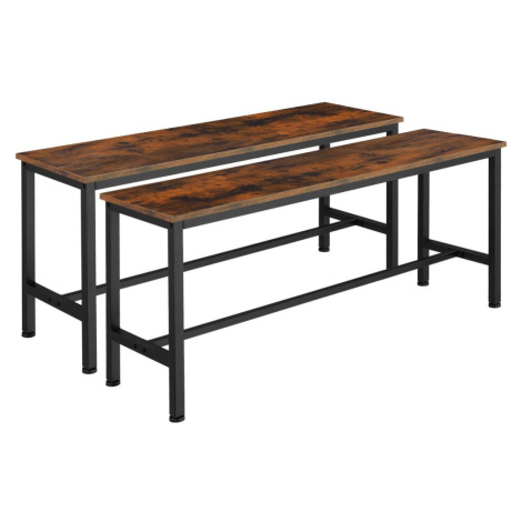 tectake 404547 2 lavičky fairfield - Industriální dřevo tmavé, rustikální - Industriální dřevo t