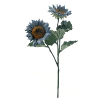 Slunečnice ECO řezaná umělá se 2 květy šedo-modrá 63cm