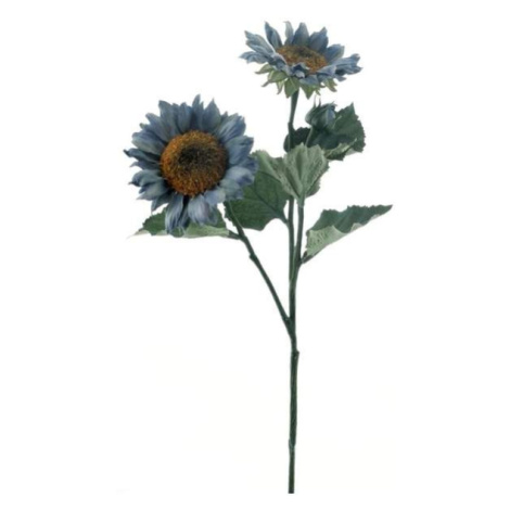 Slunečnice ECO řezaná umělá se 2 květy šedo-modrá 63cm Nova Nature