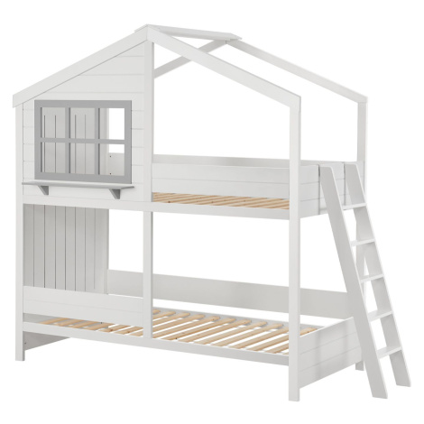 Juskys Dětská patrová postel Dream House 90 x 200 cm se 2 postelemi a žebříkem