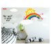 Veselá barevná dětská nálepka na stěně s pozitivním motivem sluníčka a duhy