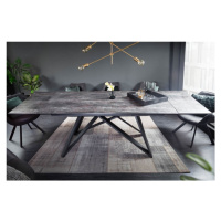 Estila Moderní keramický šedý rozkládací jídelní stůl Epinal betonovým povrchem a kovovou konstr