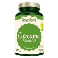 GREENFOOD NUTRITION Curcuma + Vitamin D3 90 kapslí