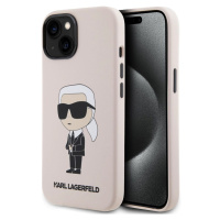 Karl Lagerfeld Liquid Silicone Ikonik NFT Kryt iPhone 15 růžový
