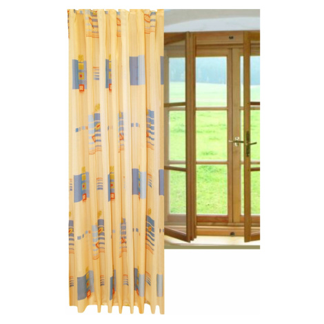 Závěs voál, Geometrie oranžovobéžový s tunýlkem, 140 x 250 cm FORBYT