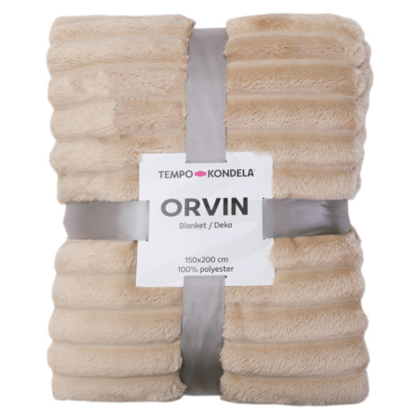 Plyšová pruhovaná deka, hnědošedá Taupe, 150x200, ORVIN Tempo Kondela