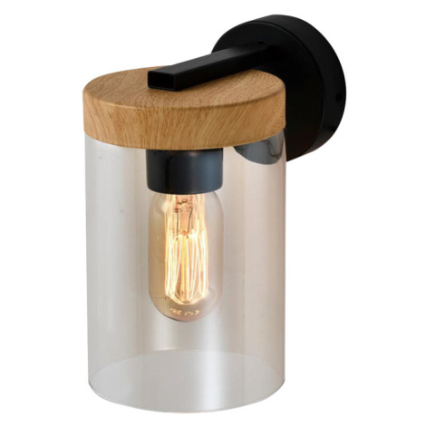 Nástěnná lampa Wels 1x40 černá + dřevěné kouřové stínidlo CANDELLUX