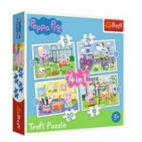 Puzzle 4v1 Peppa Pig/Prasátko Pepa Vzpomínka na prázdniny