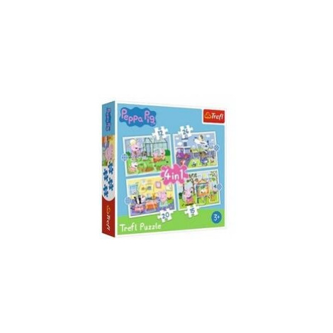 Puzzle 4v1 Peppa Pig/Prasátko Pepa Vzpomínka na prázdniny