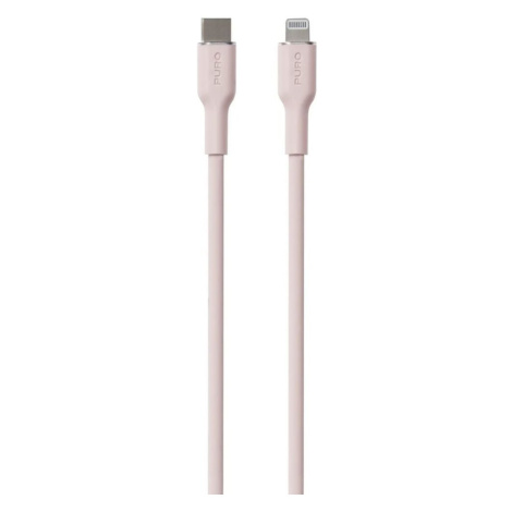 PURO Soft Lightning/USB-C kabel, 1,5 m růžový