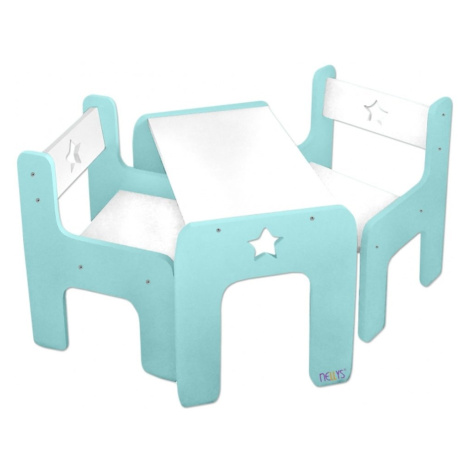 NELLYS Sada nábytku Star - Stůl + 2 x židle - mátová s bílou