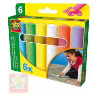 SES CREATIVE Křídy chodníkové dětské barevné tlusté set 6ks v krabičce
