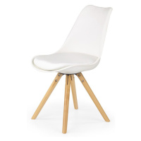 Halmar Halmar Bílá jídelní židle K201 s masivními bukovými nohami