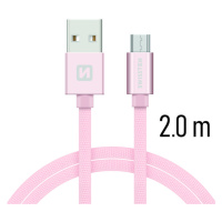 Datový kabel Swissten Textile USB / microUSB 2m, pink gold