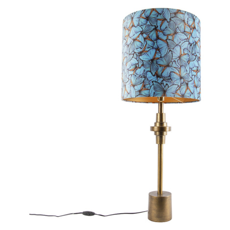 Stolní lampa bronzový sametový odstín motýl design 40 cm - Diverso QAZQA