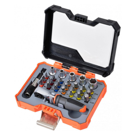 Sada bitů s mini ráčnou v plastovém boxu, 28 ks - TC555928P Tactix