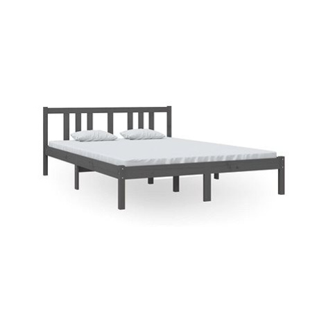 Rám postele šedý masivní dřevo 140 × 200 cm, 814886 SHUMEE