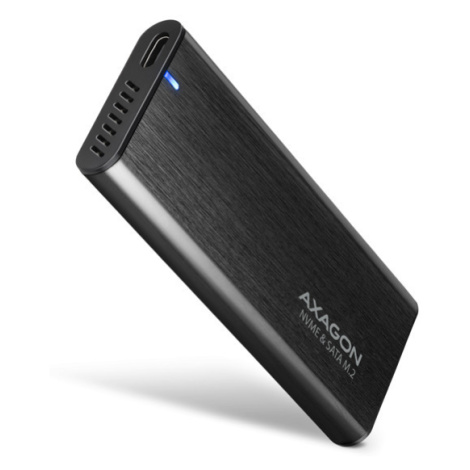 AXAGON EEM2-SB2, USB-C 3.2 Gen 2 - M.2 NVMe & SATA SSD kovový RAW box, bezšroubkový, černý