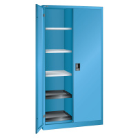 LISTA Skříň s otočnými dveřmi, v x š x h 1950 x 1000 x 580 mm, 10 polic, světlá modrá