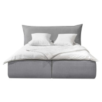Světle šedá čalouněná dvoulůžková postel s úložným prostorem s roštem 160x200 cm Jade – Bobochic