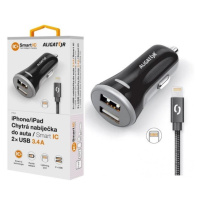 ALIGATOR 3.4A, 2xUSB, smart IC, černá, USB kabel pro iPhone/iPad