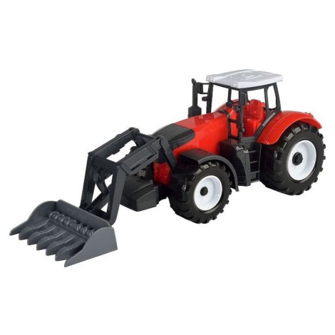 Traktor s pracovním nástrojem na setrvačník červený