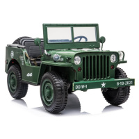 HračkyZaDobréKačky Dětský elektrický vojenský jeep willys 4x4 zelený