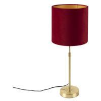 Stolní lampa zlatá / mosaz s odstínem červeného sametu 25 cm - Parte