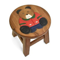 Oriental stolička dřevěná, dekor medvídek