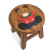Oriental stolička dřevěná, dekor medvídek