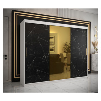 Šatní skříň Abi Golden T1 Barva korpusu: Bílá, Rozměry: 250 cm, Dveře: Černý Marmur + zlaté zrca
