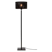 Černá stojací lampa s bambusovým stínidlem (výška 128 cm) Java – Good&Mojo